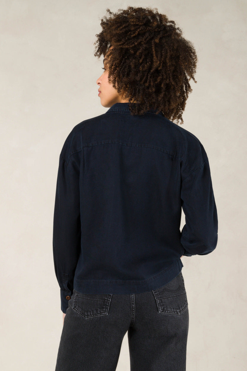 Athalie Tencel Blus Blue Black - KINGS OF INDIGO