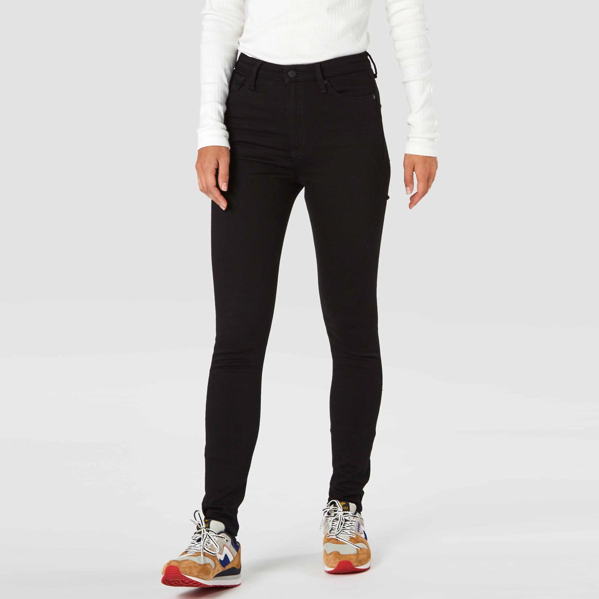 svarta jeans ekologisk bomull skinny hog midja