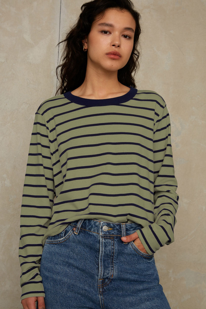 Jessamine Breton Stripe Leaf Green - KINGS OF INDIGO