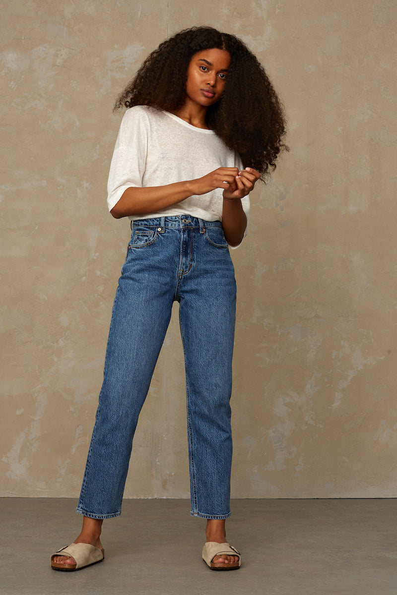 Majaji Off-White Linen Tee - KINGS OF INDIGO