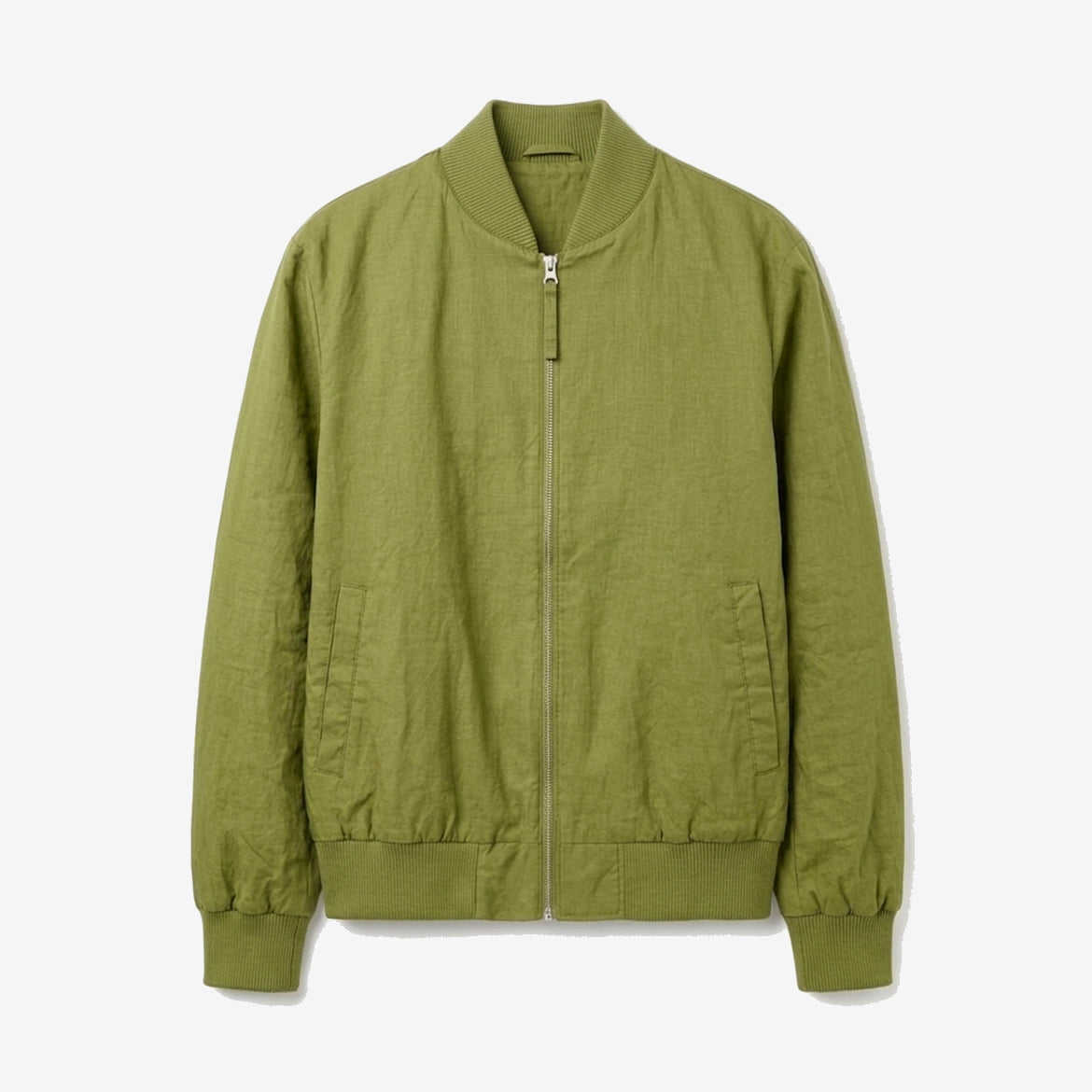 Koojan Linen Bomber Jacket Green Olive