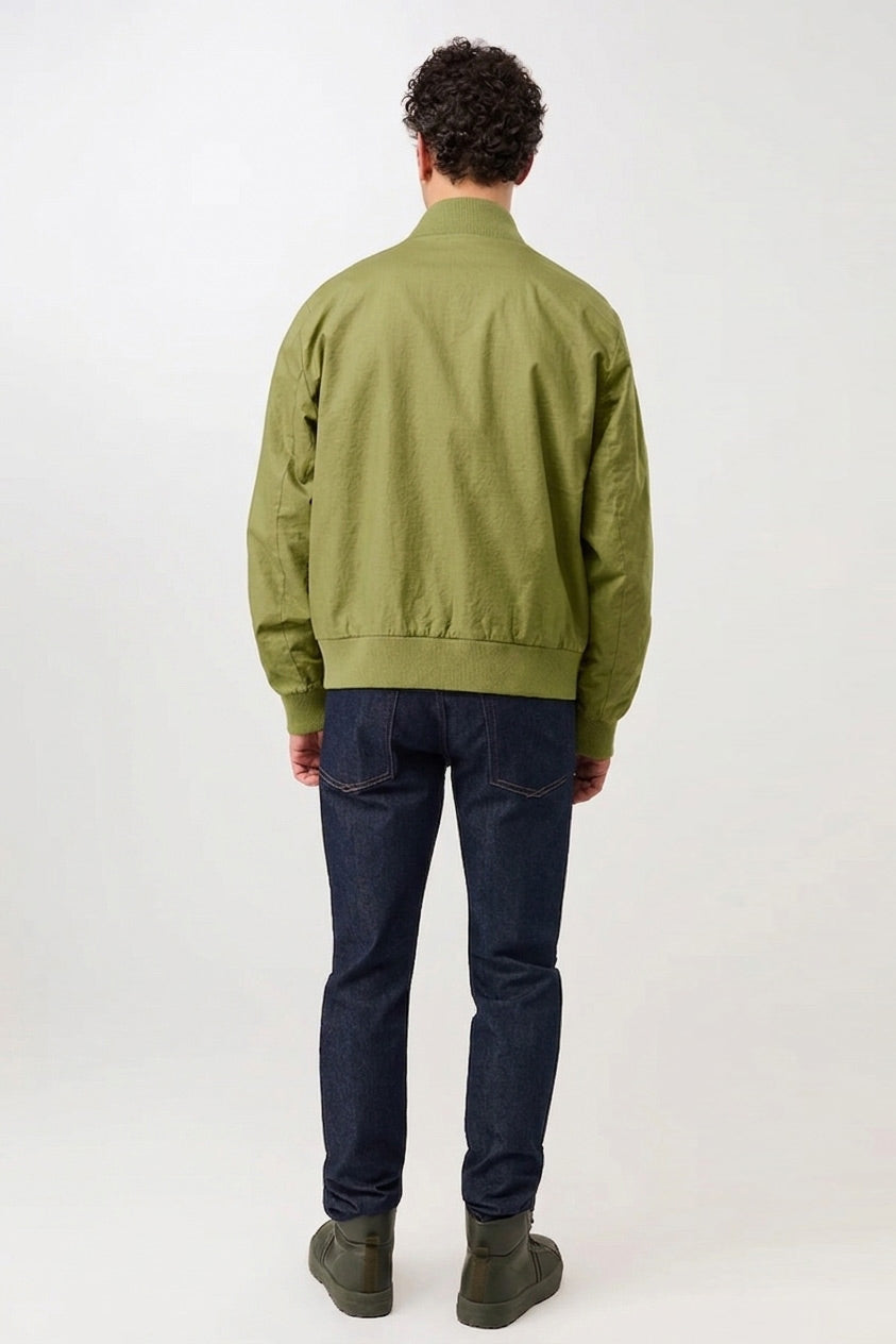 Koojan Linen Bomber Jacket Green Olive