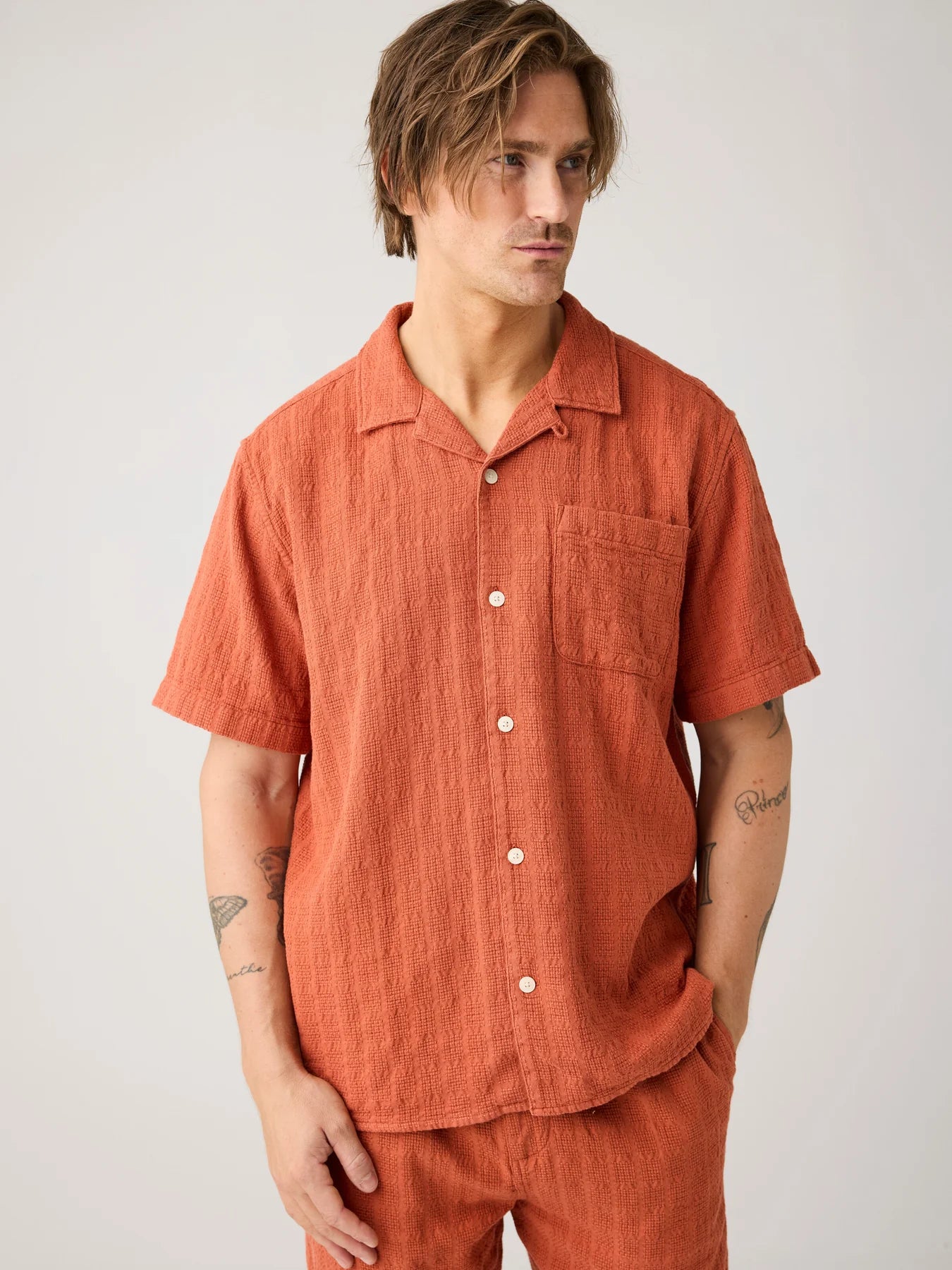 Structure Short Sleeve Shirt Burnt Brick
