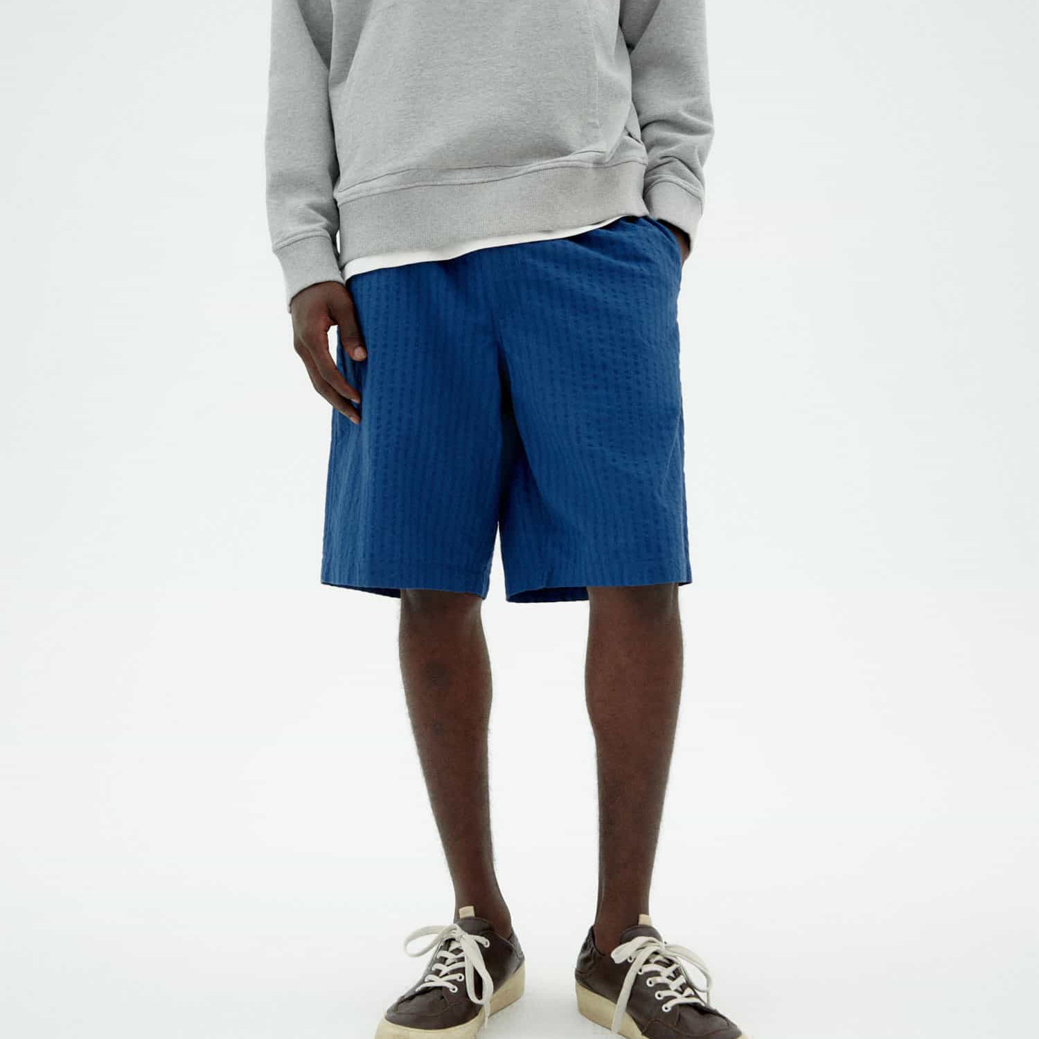 Gasper Seersucker Bermuda Shorts Cobalt