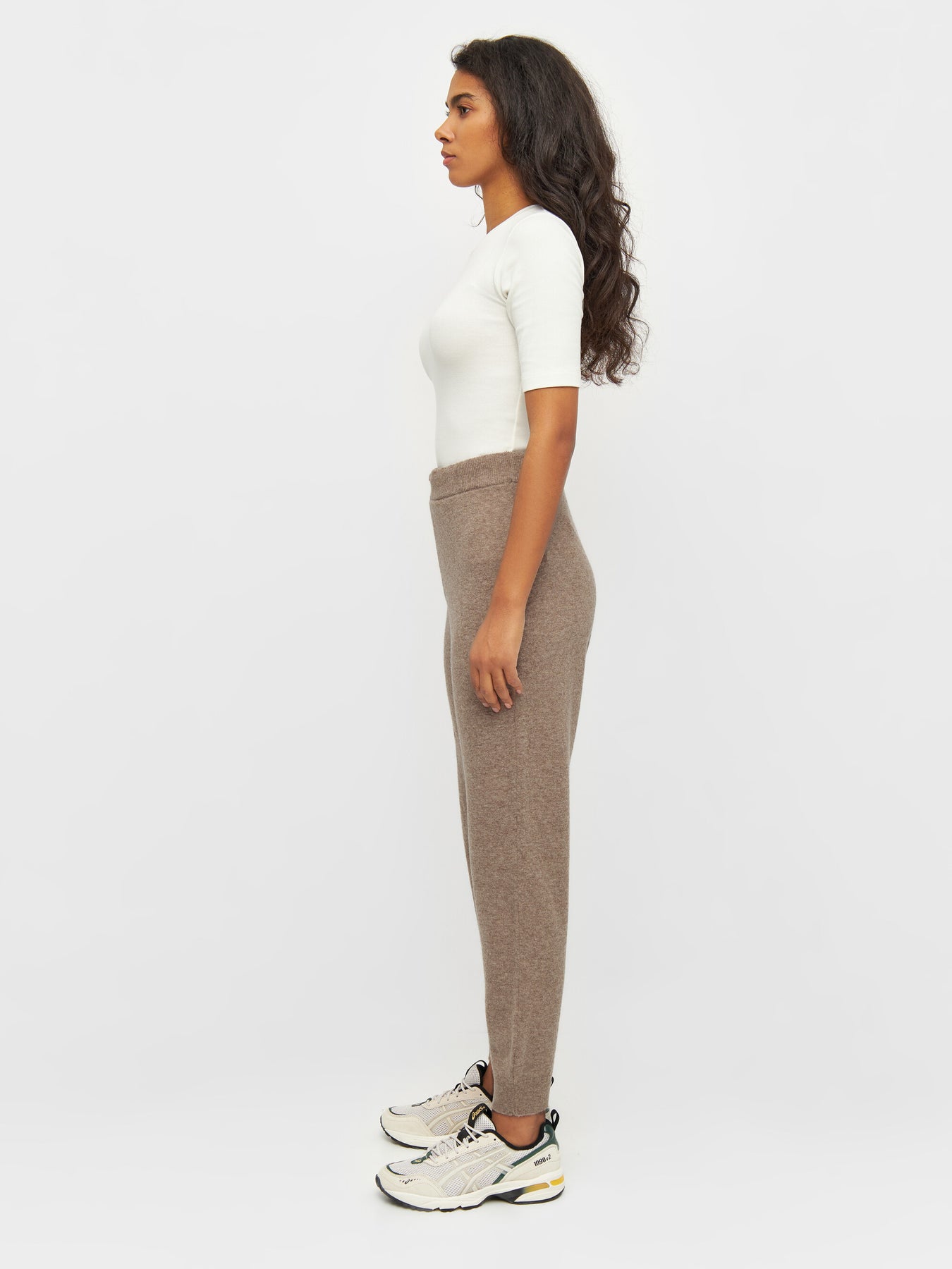 Lambswool Knitted Jog Pants Kelp Melange - KNOWLEDGE COTTON APPAREL