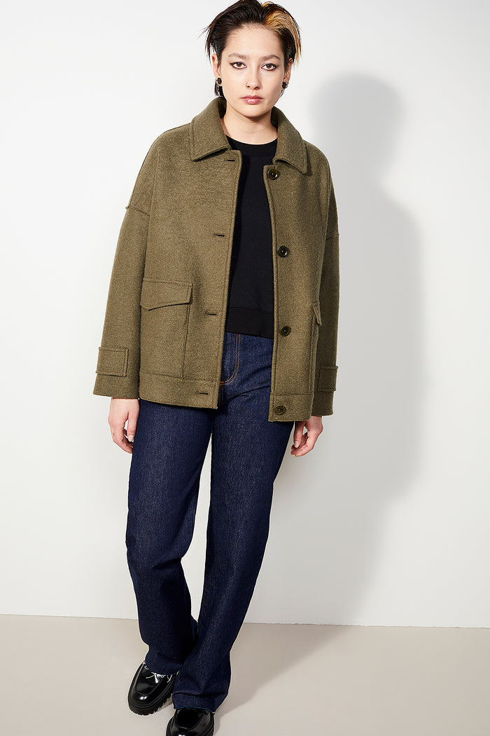 Organic Wool Jacket Chelan Olive - LANGERCHEN