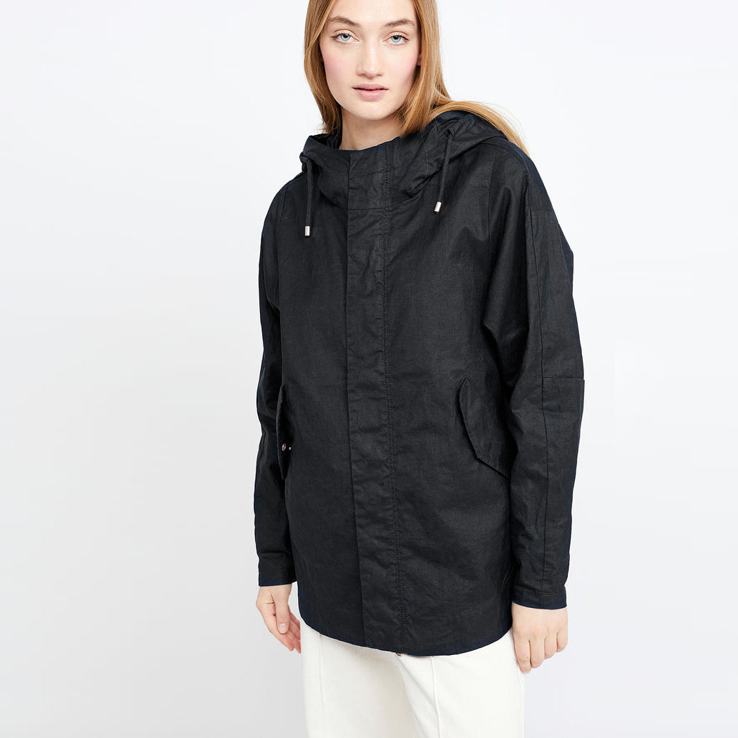 Theba Linen Jacket Black - LANGERCHEN