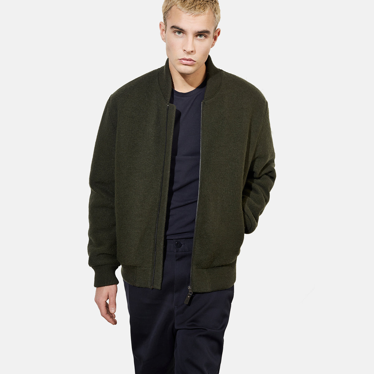 Straiton Wool Coat Dark Olive - LANGERCHEN
