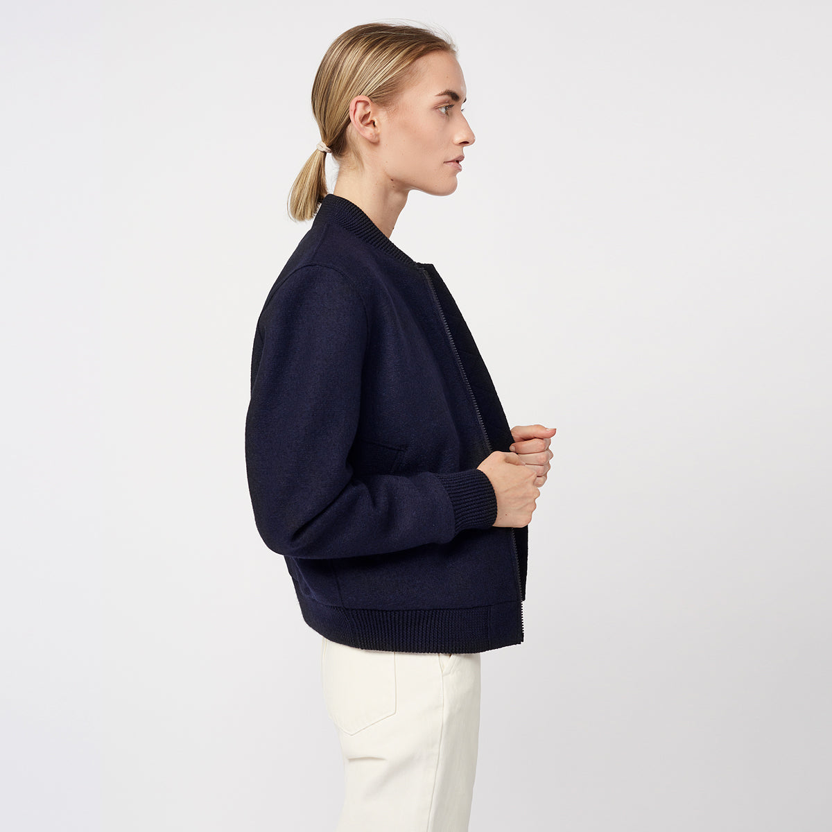 Brookway Bomber Organic Wool Navy - LANGERCHEN