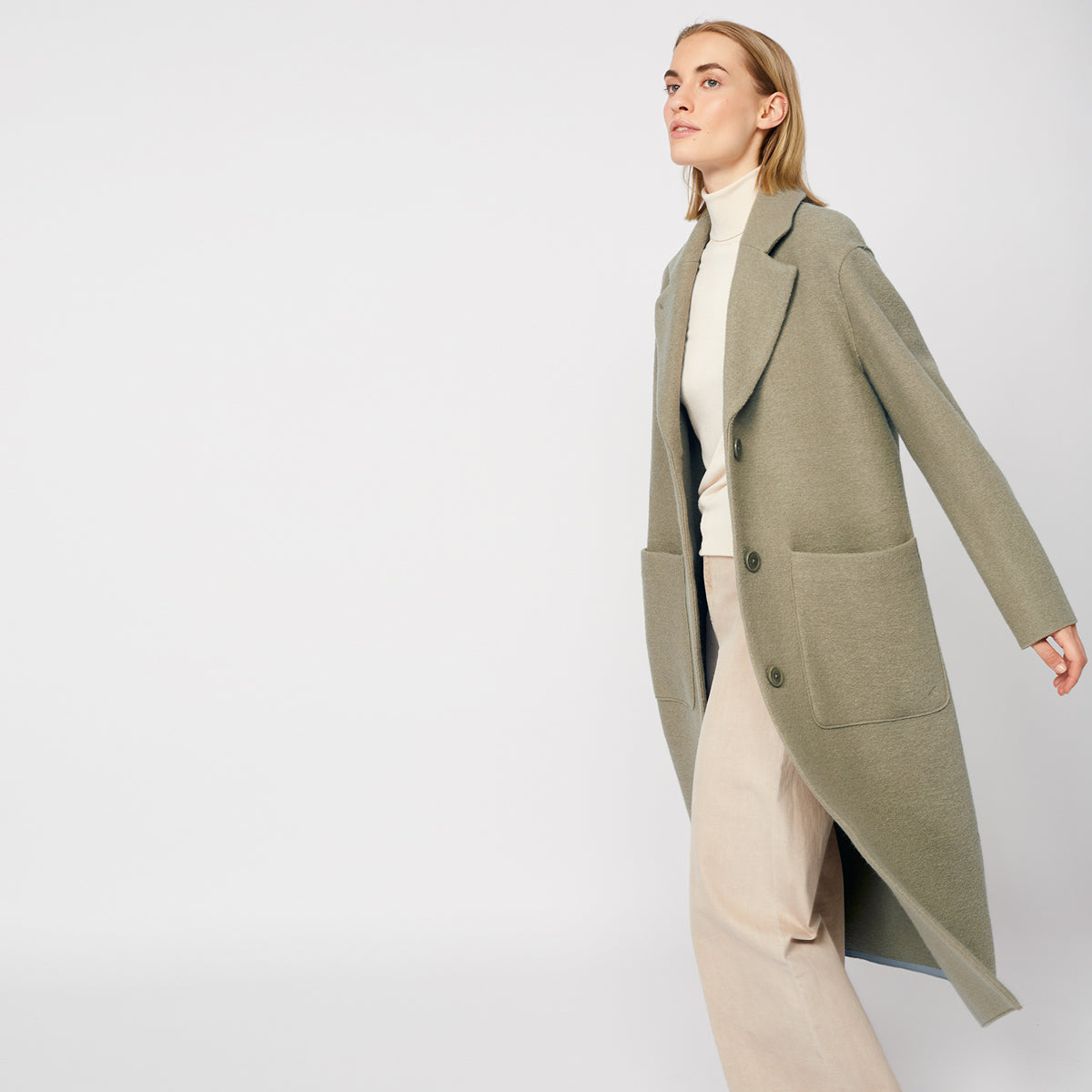 Carran Organic Wool Coat Salvia - LANGERCHEN