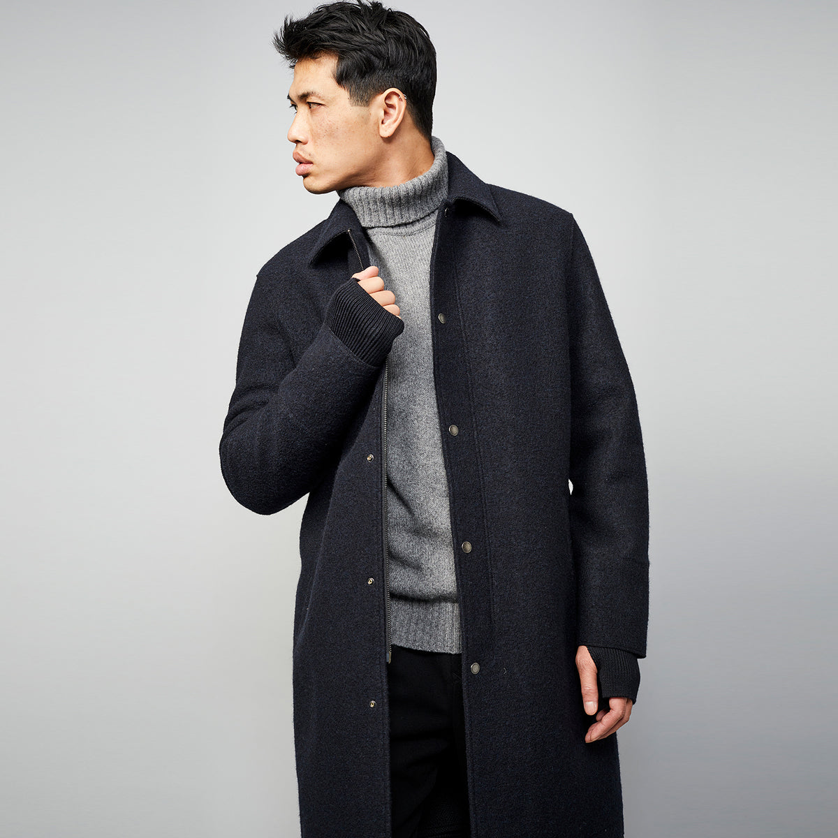 Straiton Wool Coat Carbon - LANGERCHEN