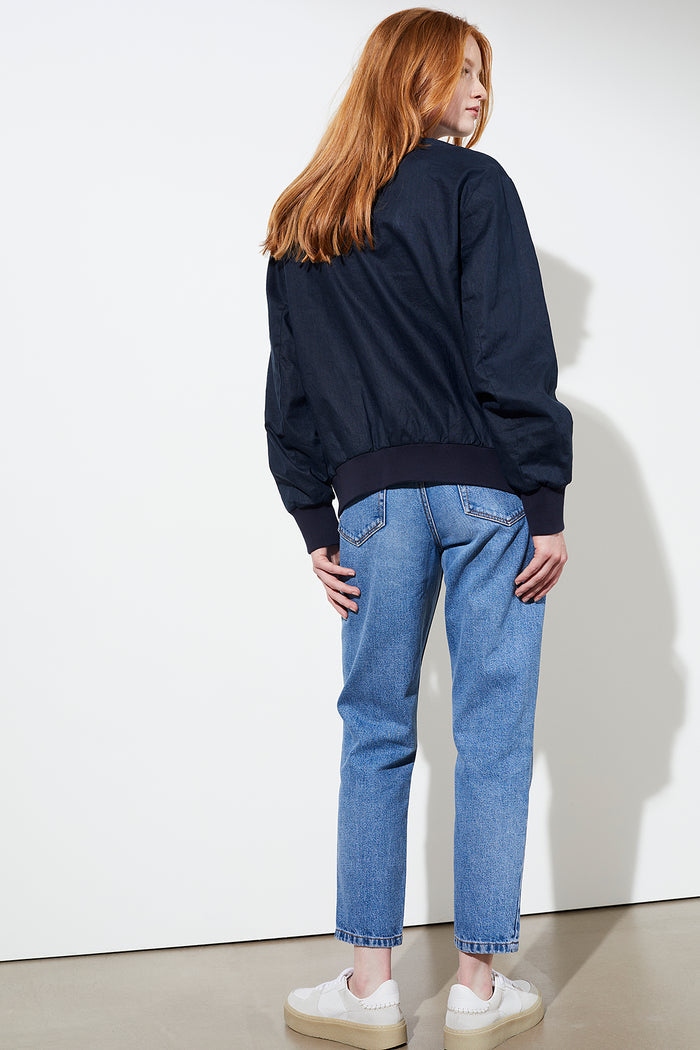 Winton Linen Jacket Navy - LANGERCHEN