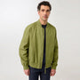 Koojan Linen Bomber Jacket Green Olive