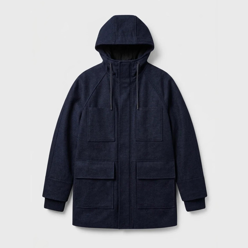 Parka Organic Wool Membrane Tecno Felt Navy