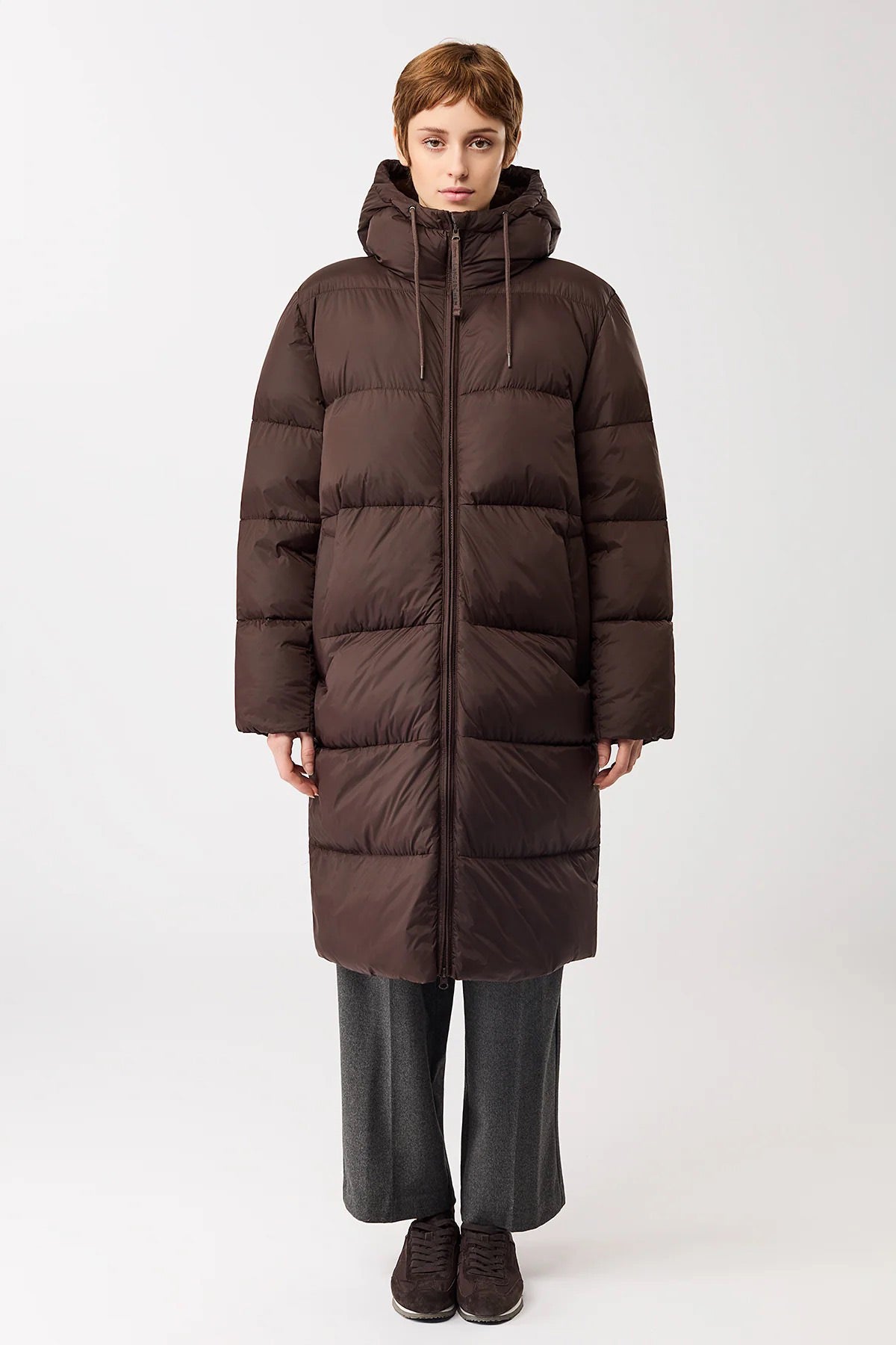 Coat Quilted Lightweight Puffer Eco Down Coffee