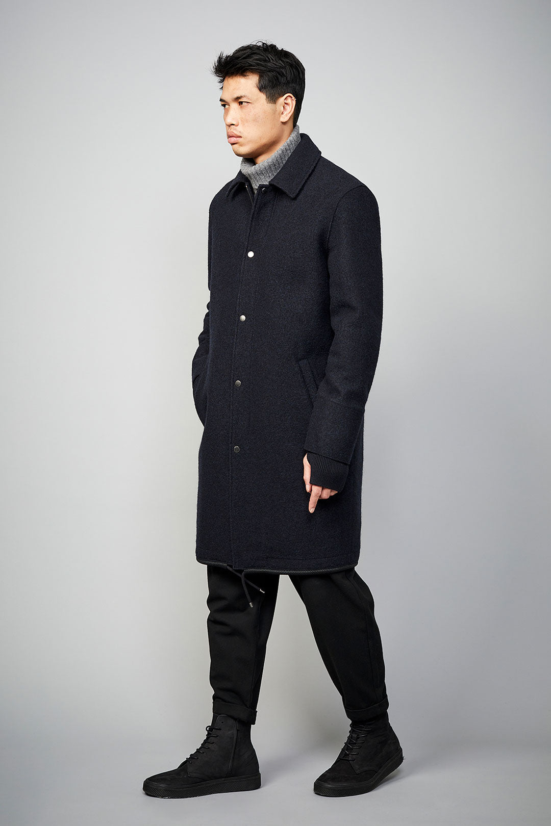 Straiton Wool Coat Carbon - LANGERCHEN