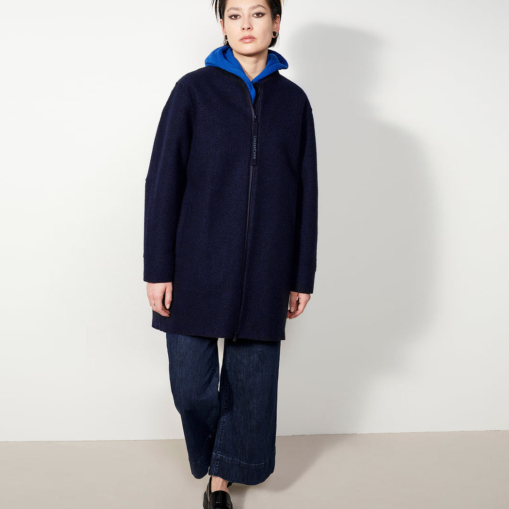Tigart Organic Wool Coat Navy - LANGERCHEN