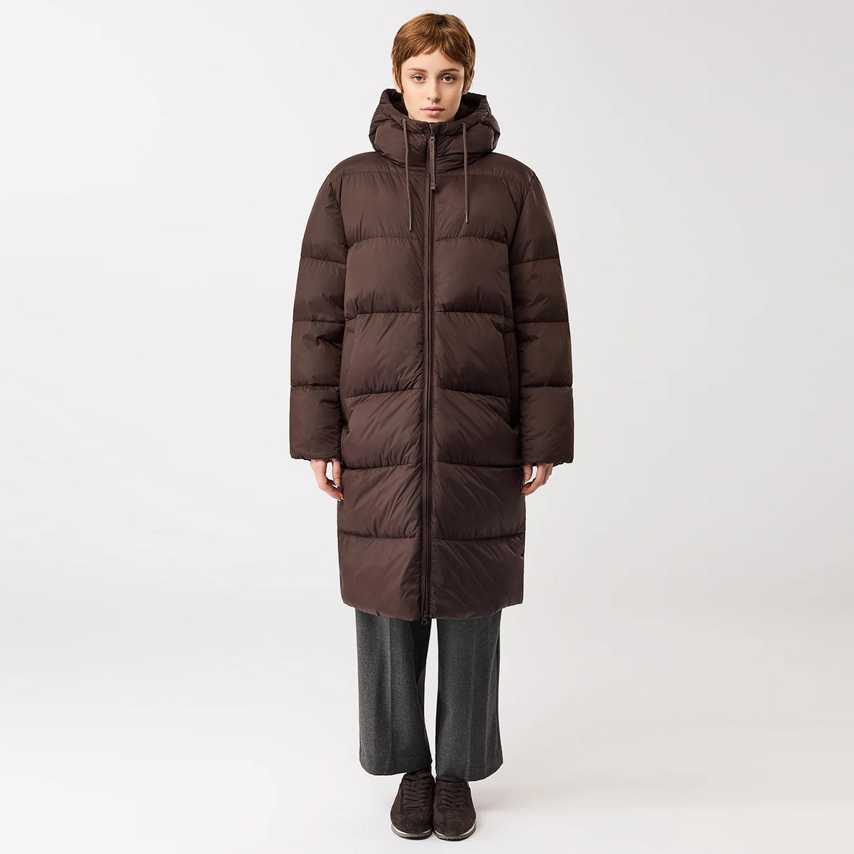 Coat Quilted Lightweight Puffer Eco Down Coffee