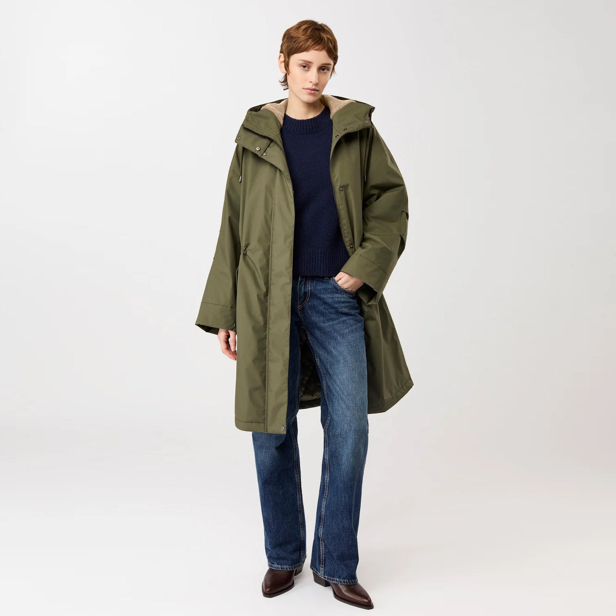Long Parka Womens Wool Lining Olive