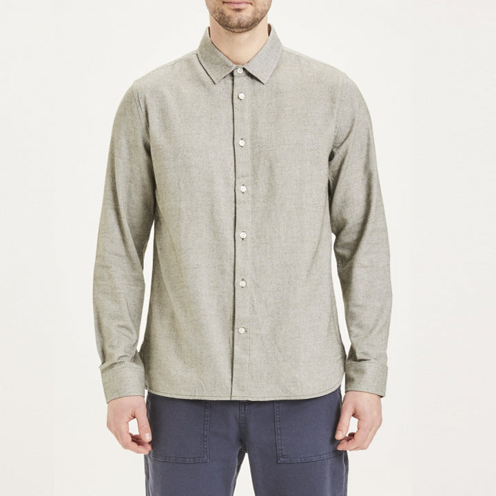 Larch Heavy Casual Flannel Shirt Forrest Night - KNOWLEDGE COTTON APPAREL