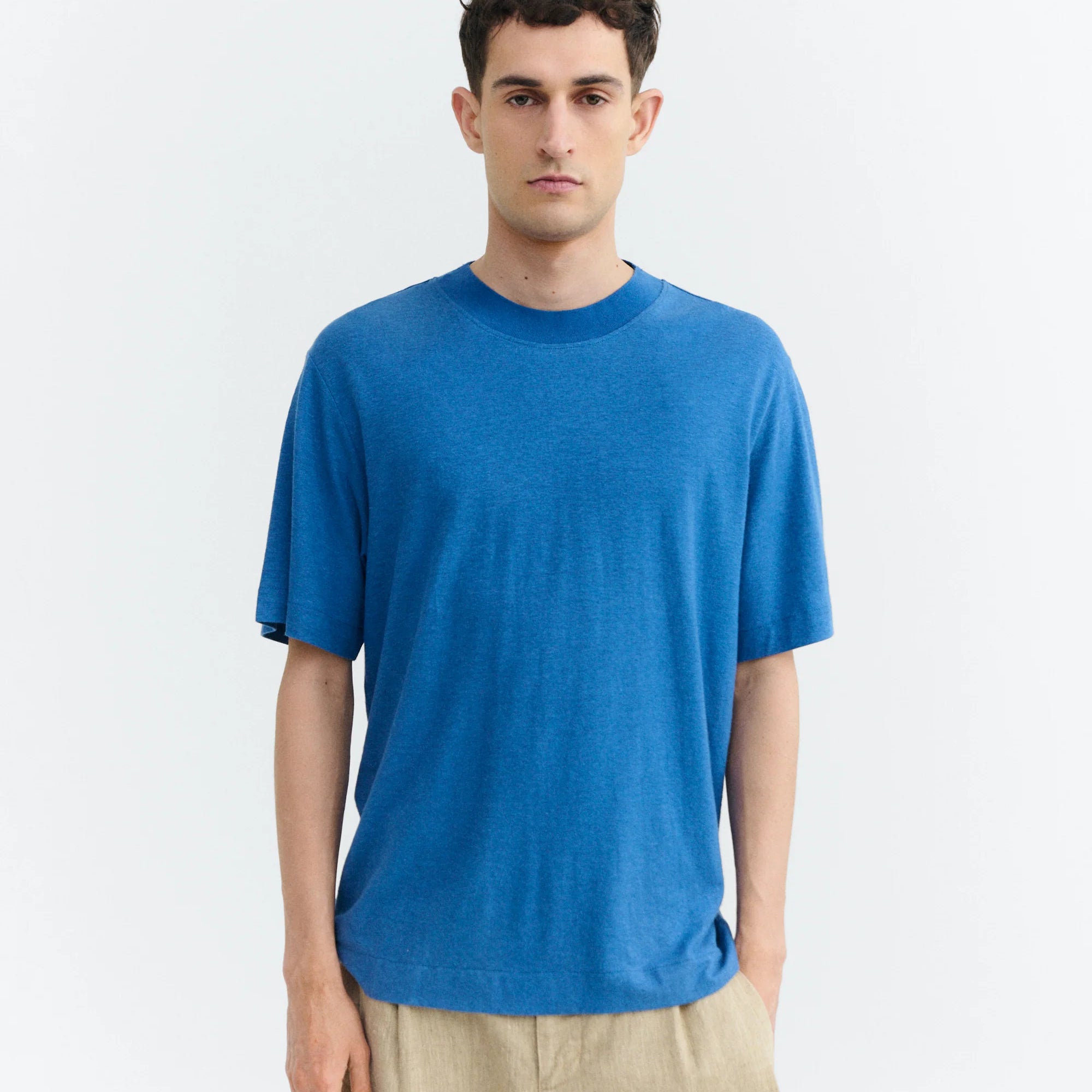 Hemp Roy Big Collar T-shirt Light Cobalt
