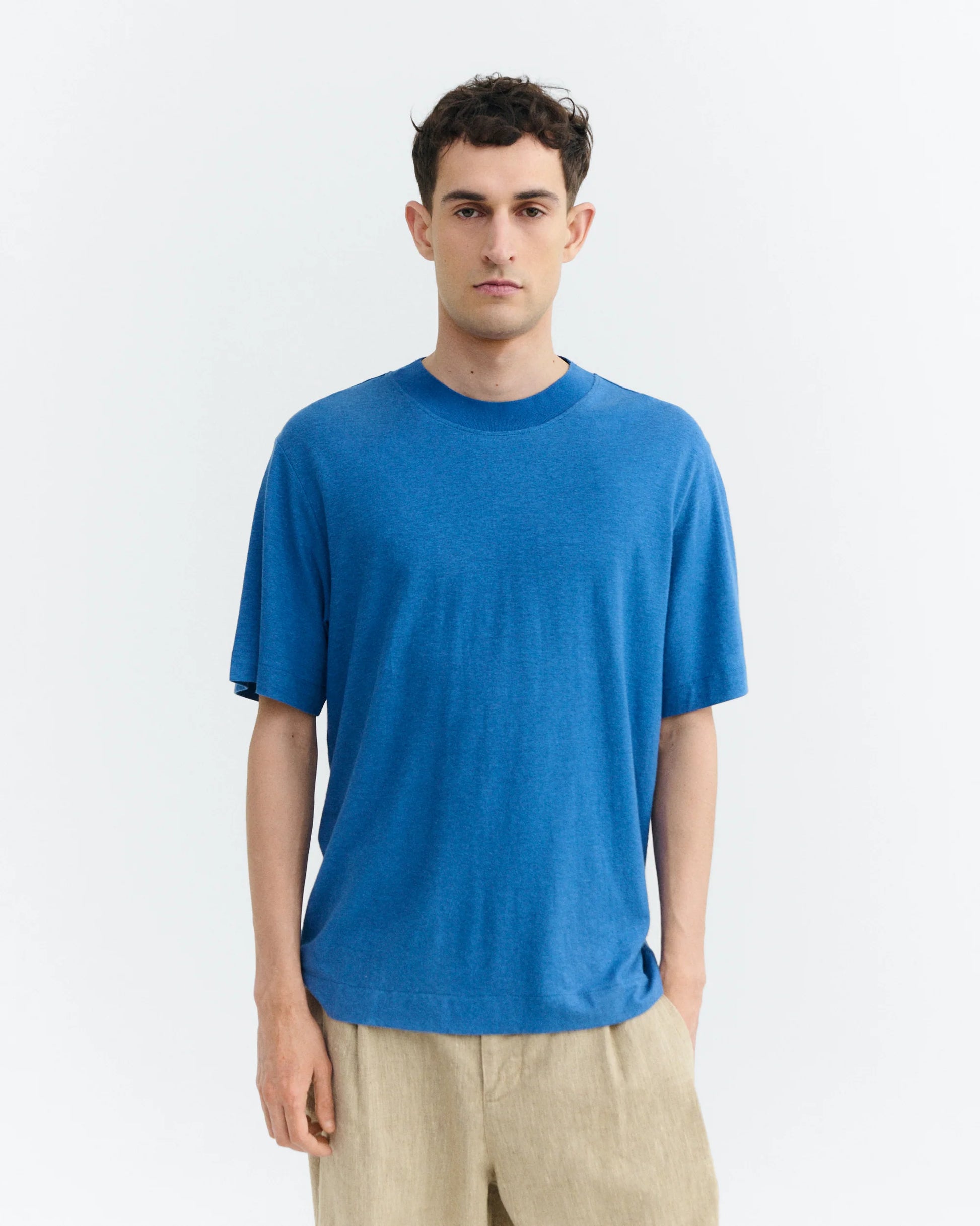 Hemp Roy Big Collar T-shirt Light Cobalt