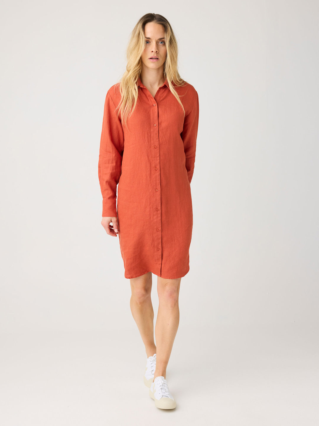 Linen Dress Burnt Brick