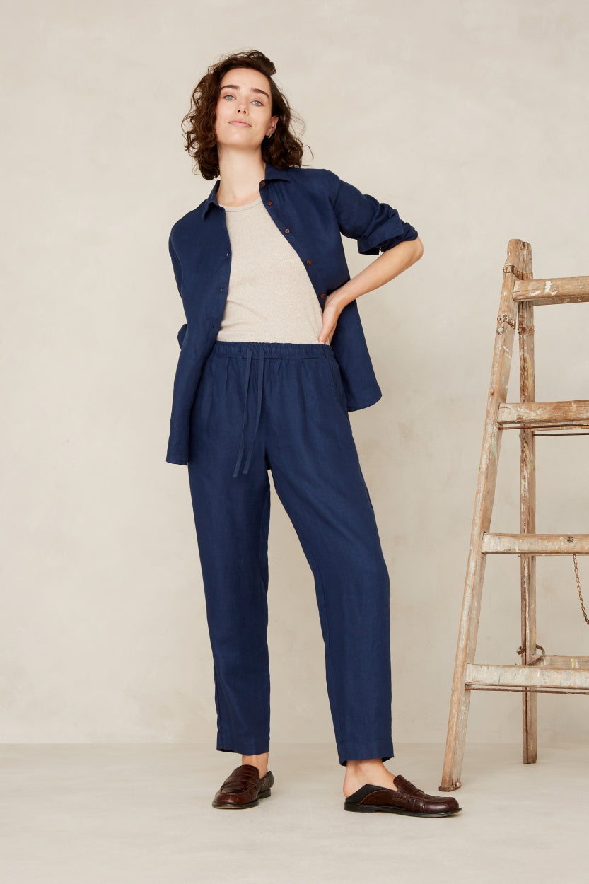 Taja Heavy Linen Worker Blue - KINGS OF INDIGO