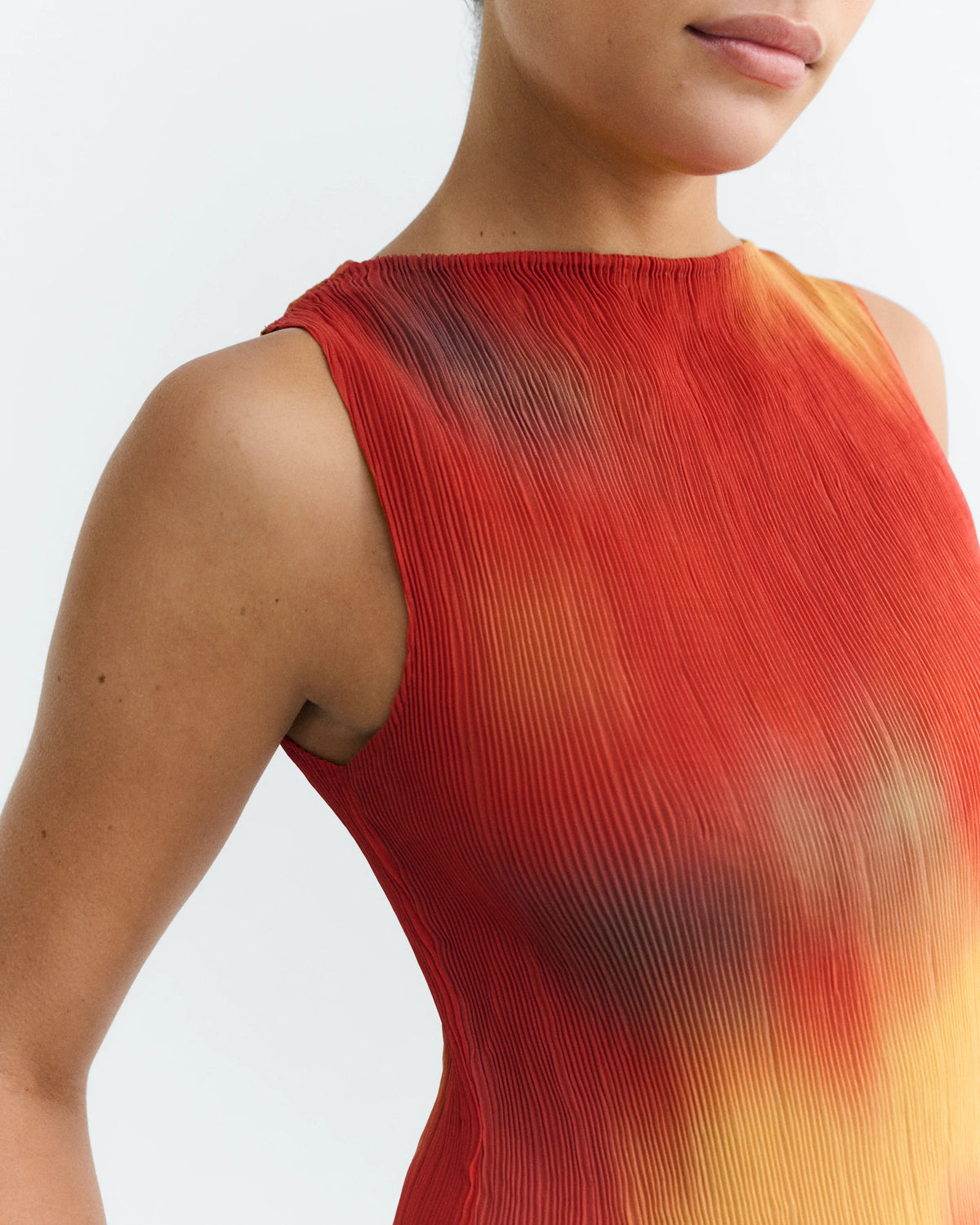 Red Flowers Pleated Dora Top