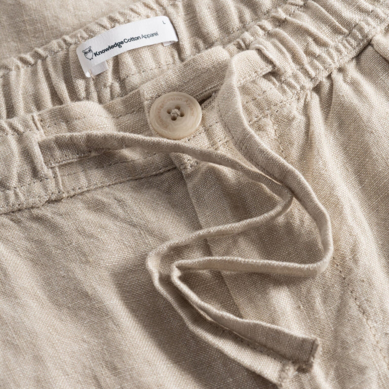Fig Loose Linen Shorts Light Feather Gray - KNOWLEDGE COTTON APPAREL