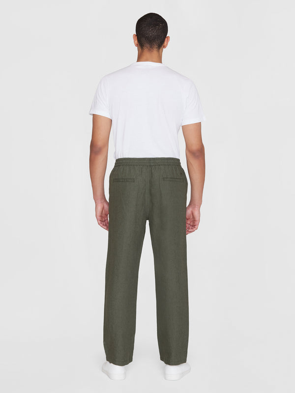 Fig Loose Ekologiska Linnebyxor Herr Olivgröna -  KNOWLEDGE COTTON APPAREL