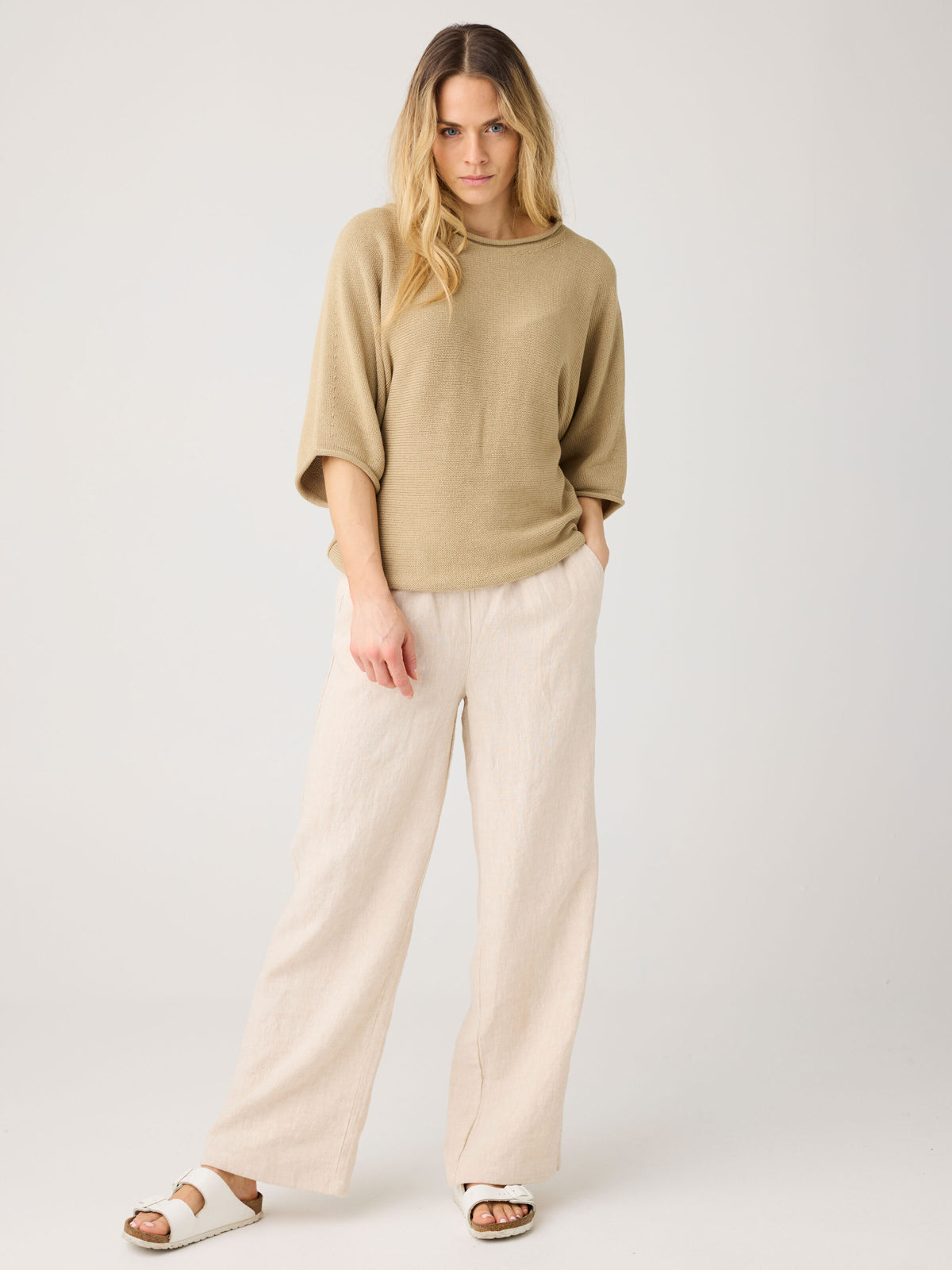 Posey Organic Linen Pants Light Feather Gray