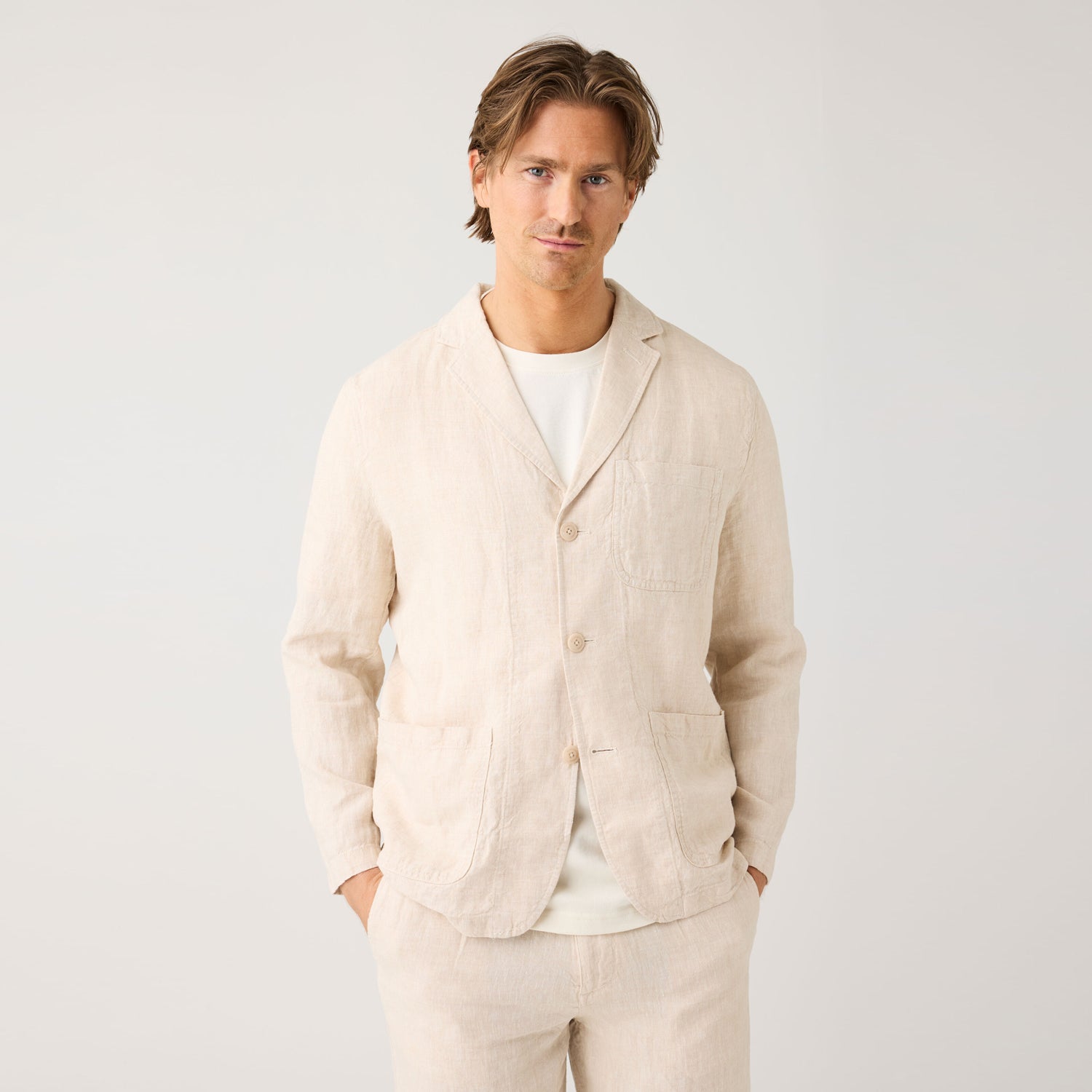 Linen Blazer Light Feather Gray