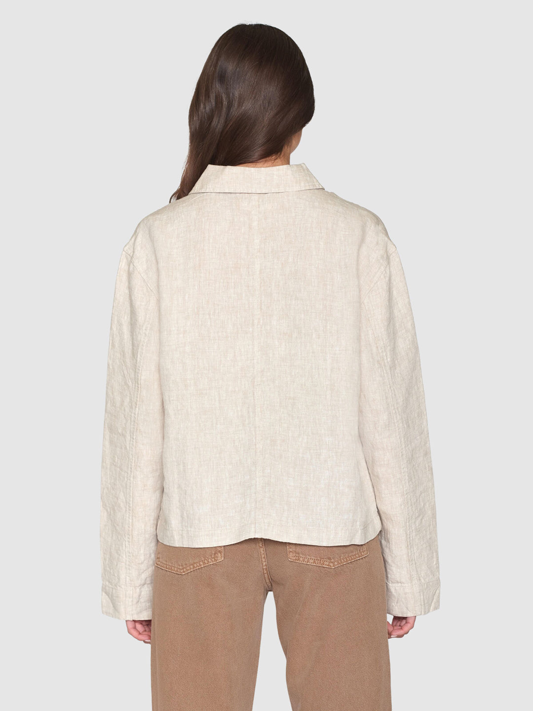 Workwear Jacket Linen Light Feather Gray - Women's - KNOWLEDGE COTTON