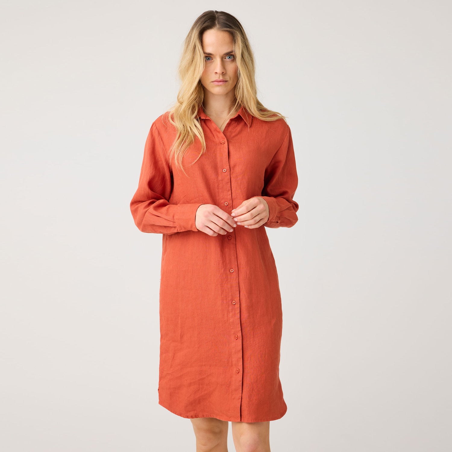 Linen Dress Burnt Brick
