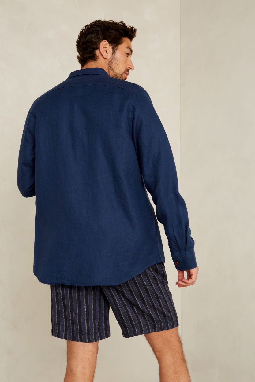 Enda Pocket Worker Blue Linen - KINGS OF INDIGO
