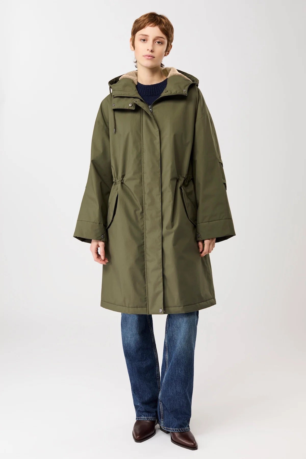 Long Parka Womens Wool Lining Olive