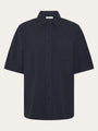 Loose Seersucker Short Sleeve Shirt Night Sky
