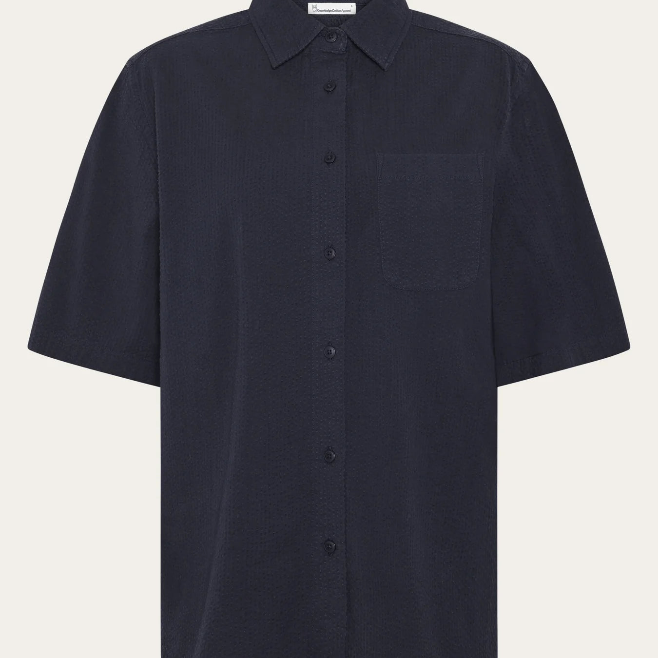 Loose Seersucker Short Sleeve Shirt Night Sky
