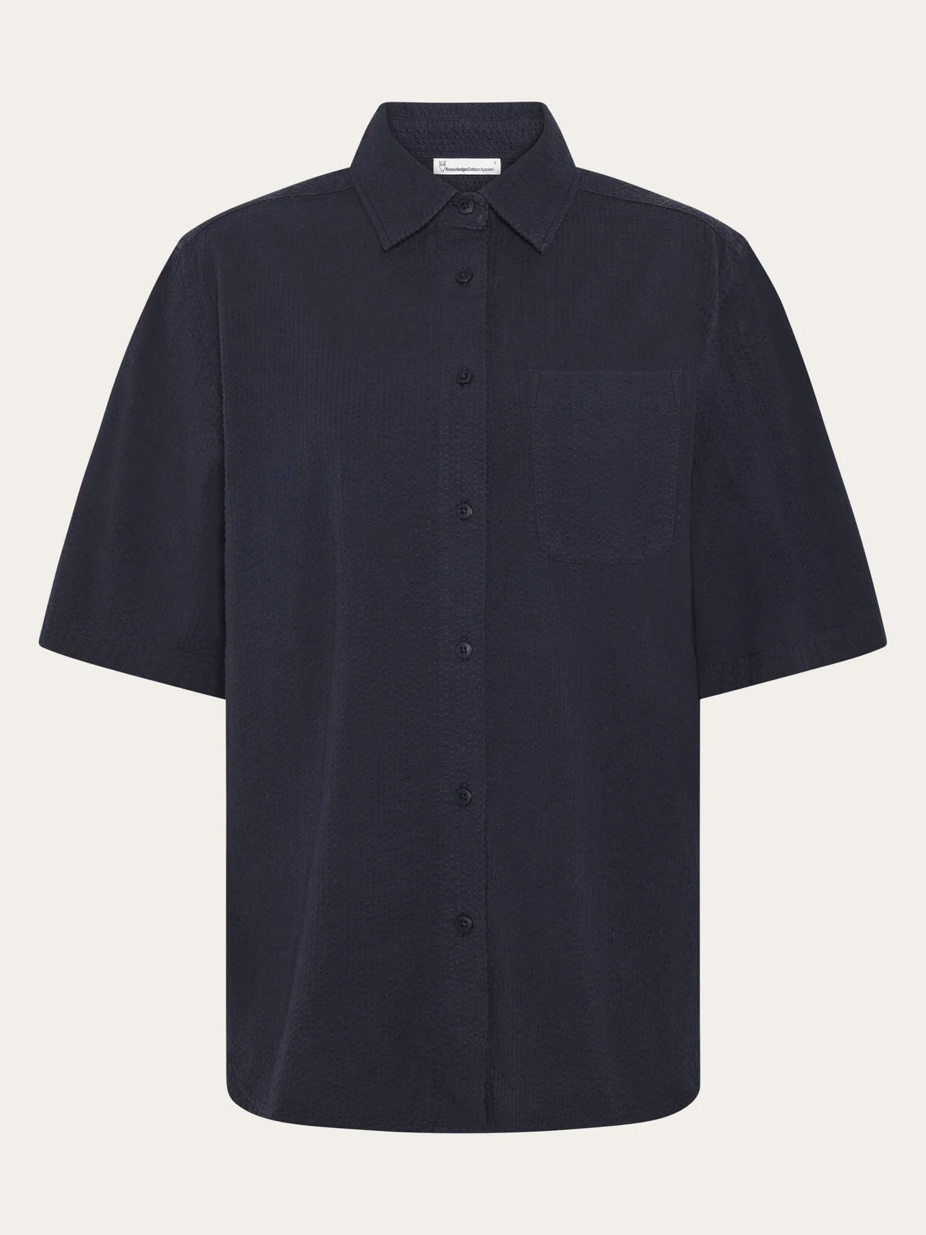 Loose Seersucker Short Sleeve Shirt Night Sky