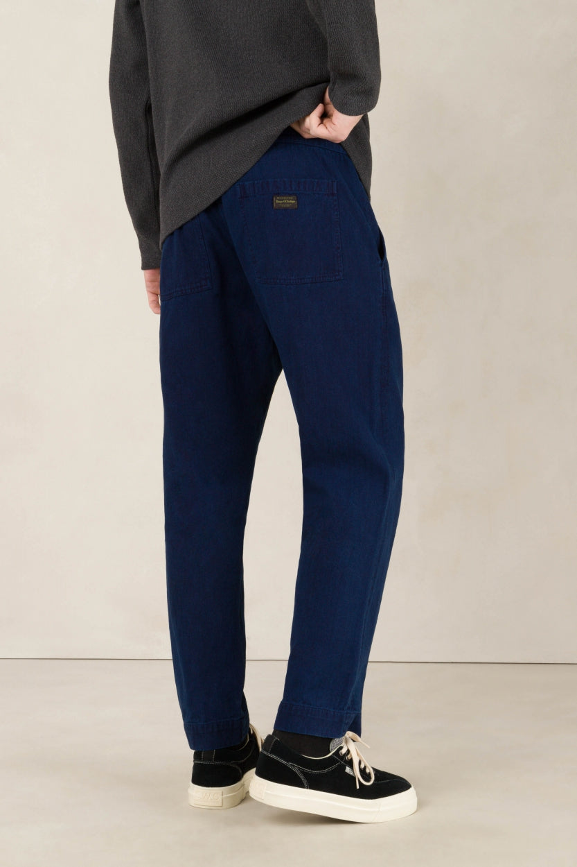 Martin Organic Cotton Pants Indigo Herringbone - KINGS OF INDIGO