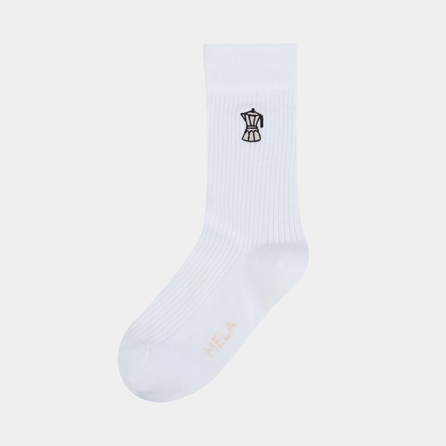 1-pack Ribbed Socks Embroidery Coffee