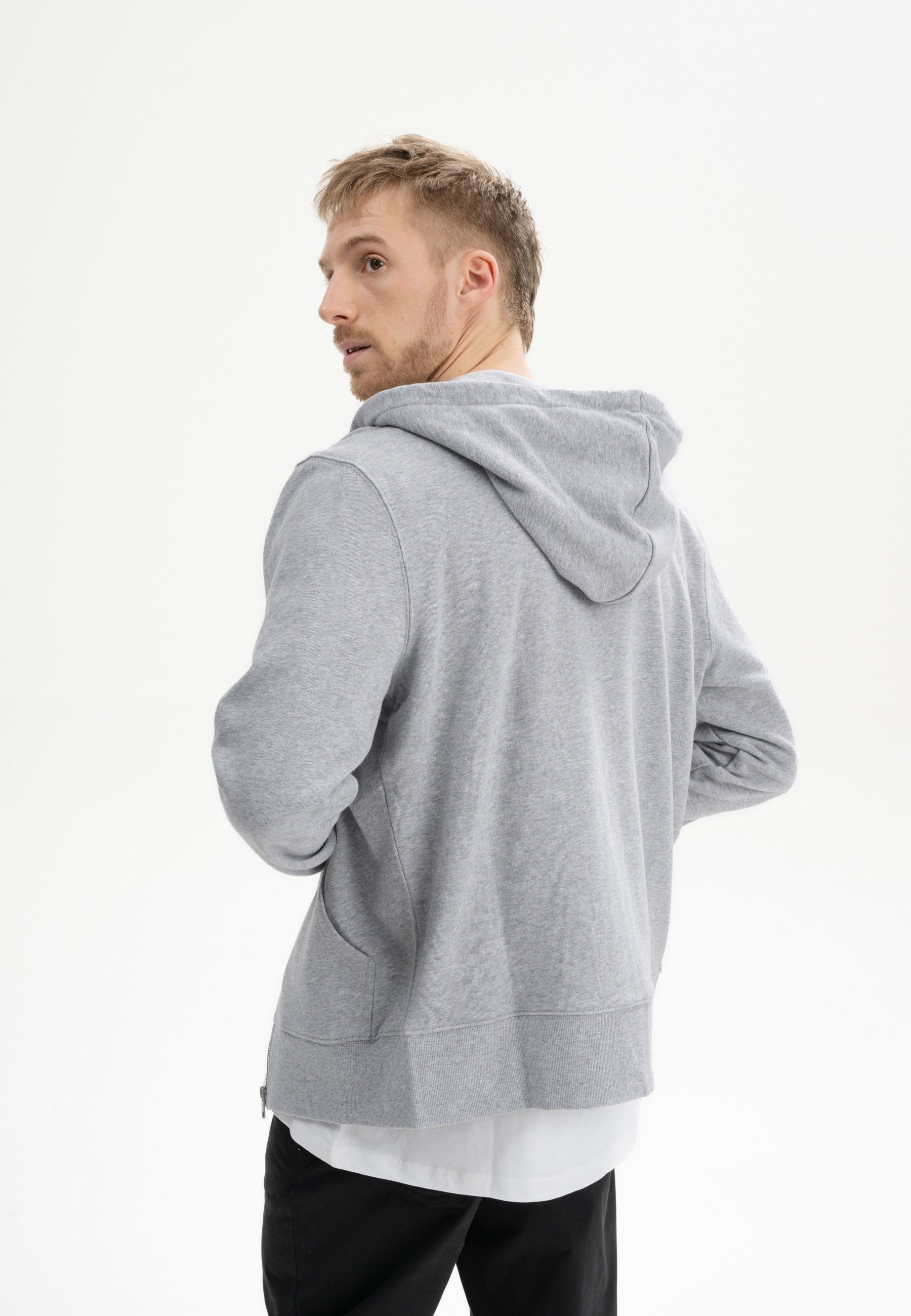Hoodie Zip Grey Melange