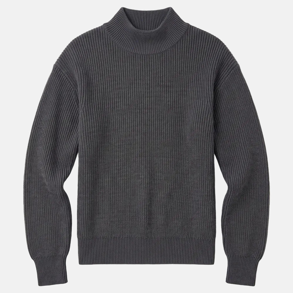 Merino High Neck Sweater Dark Grey Melange