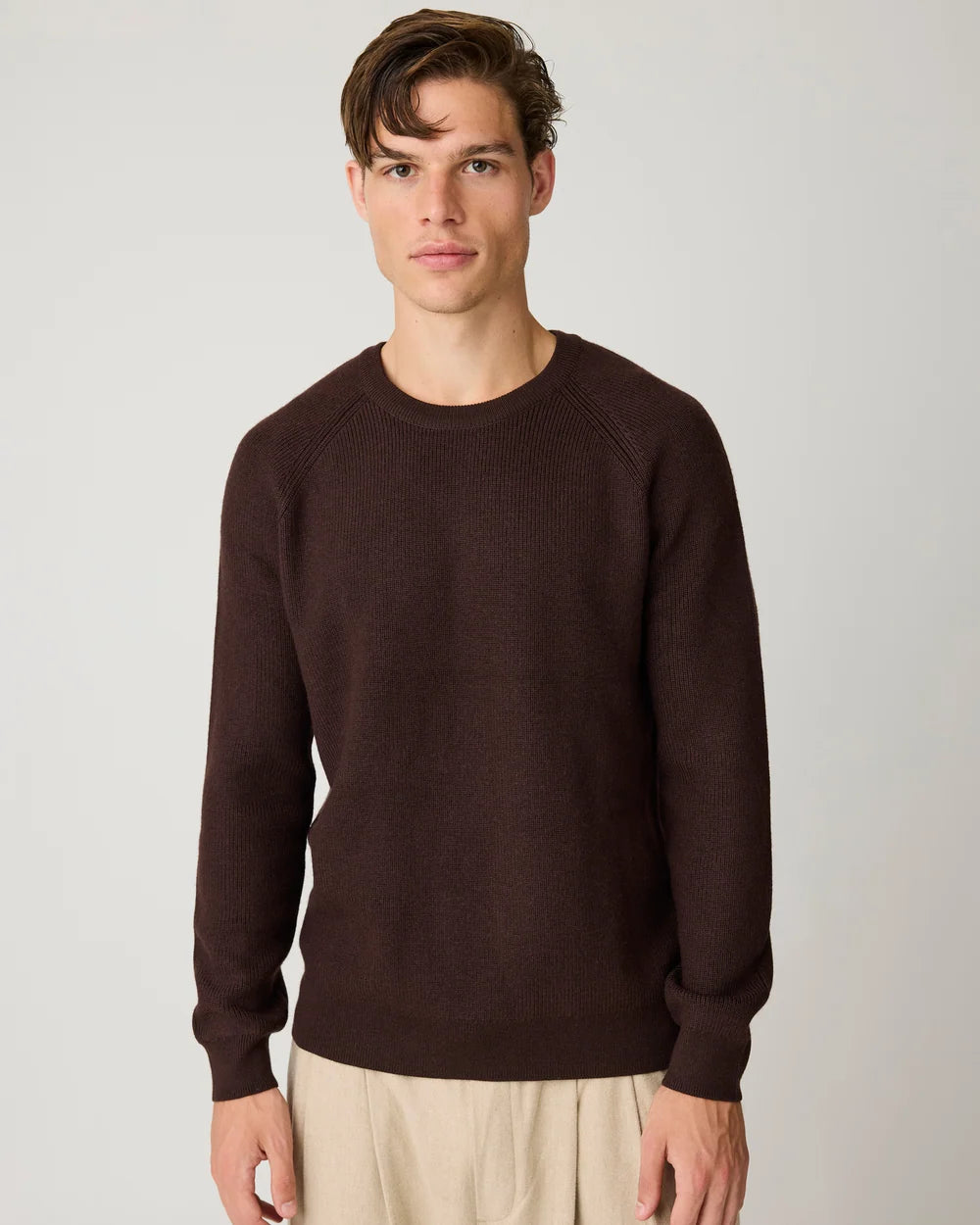 Merino Crew Neck Sweater Chocolate Torte