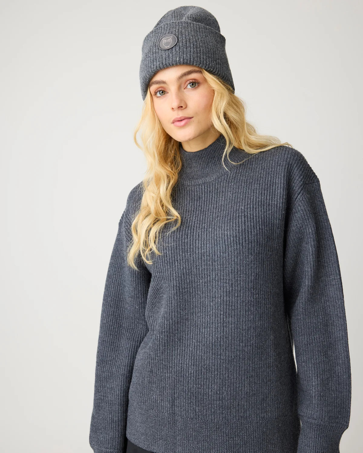 Merino High Neck Sweater Dark Grey Melange