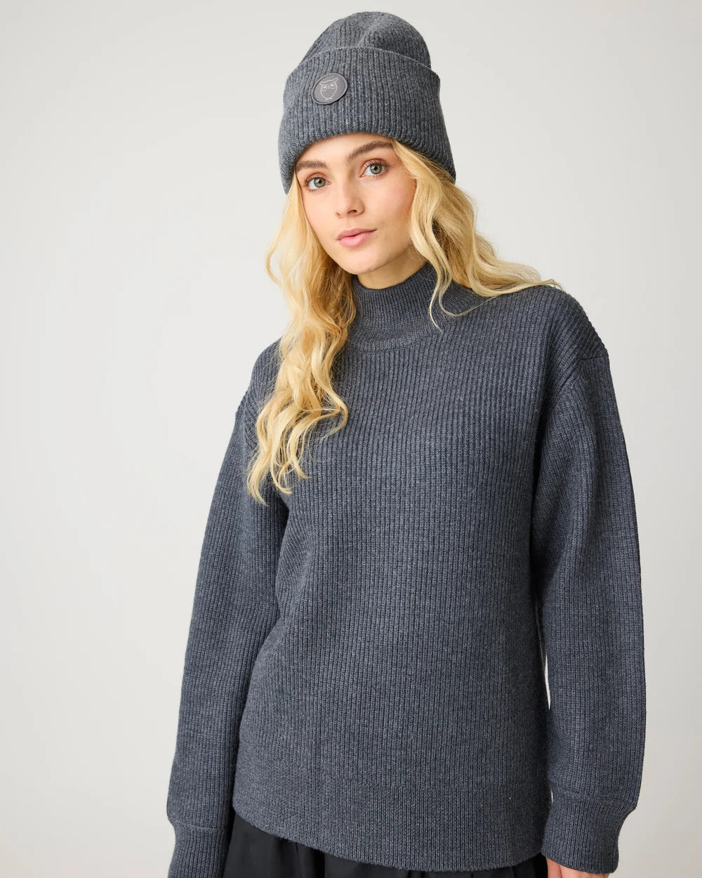 Merino High Neck Sweater Dark Grey Melange