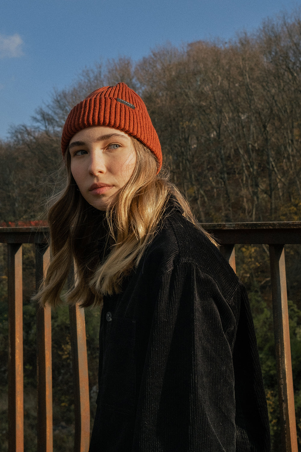 Merino Wool Classic Ribbed Beanie Rust - ROTHOLZ