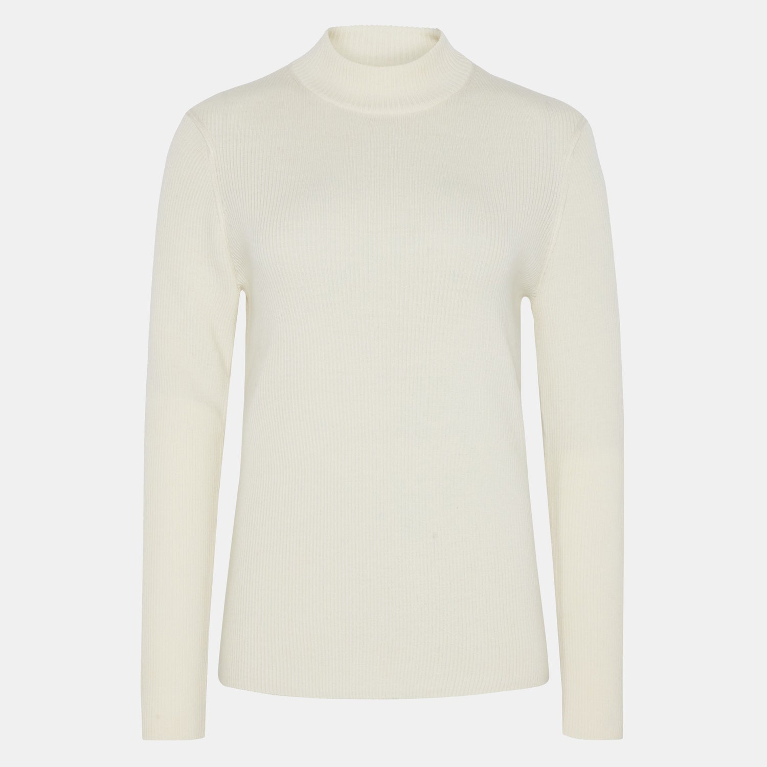 Merino Wool Rib Knit Mock Neck Egret