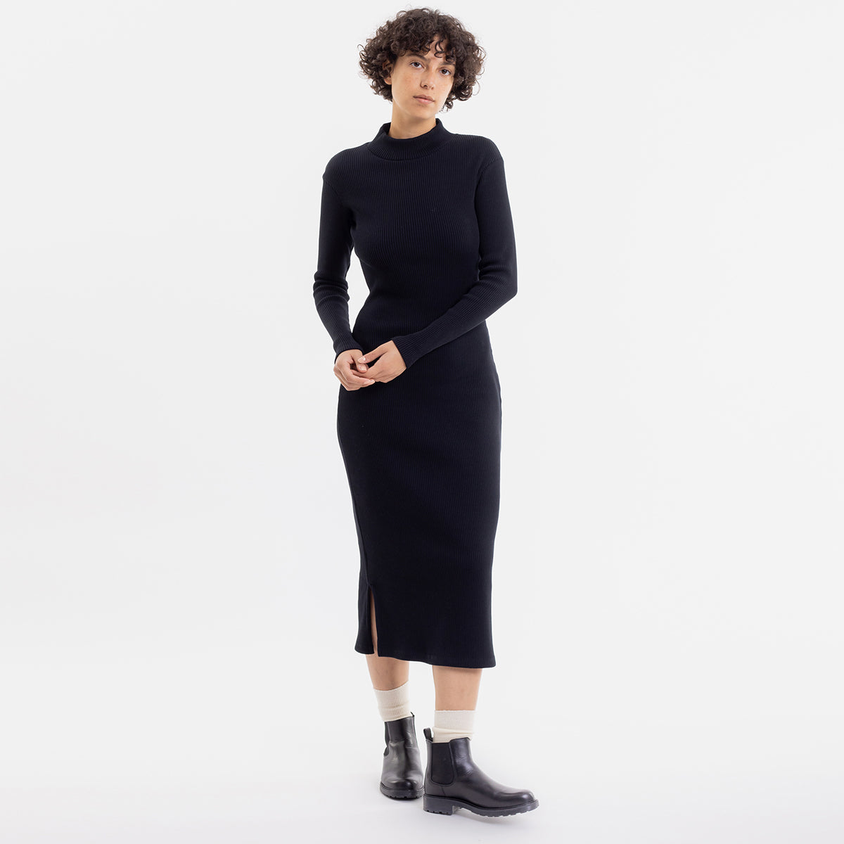 Mock Neck Dress Black - ROTHOLZ